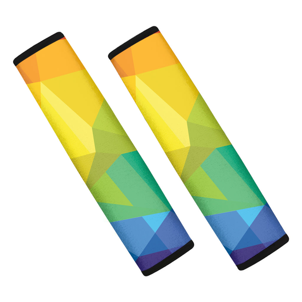 Rainbow Polygonal Geometric Print Car Seat Belt Covers