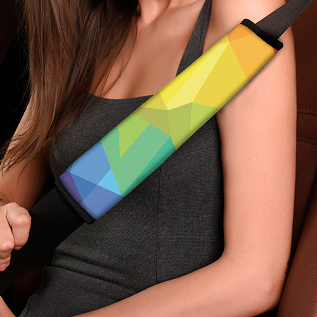 Rainbow Polygonal Geometric Print Car Seat Belt Covers