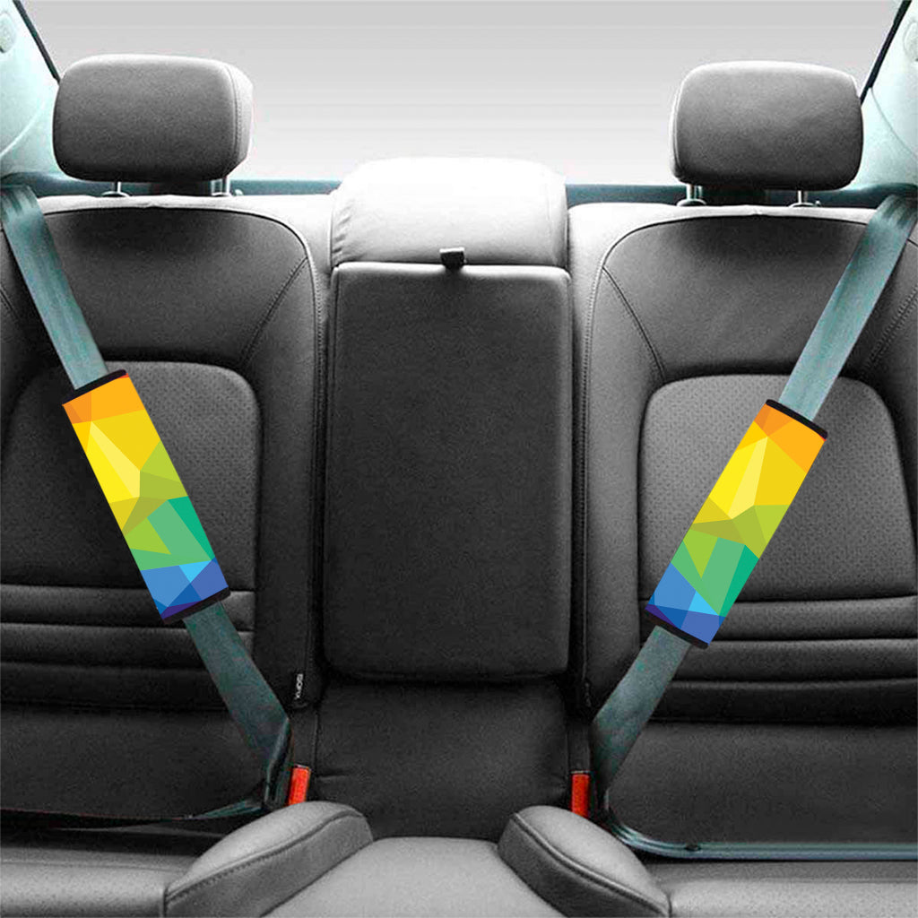 Rainbow Polygonal Geometric Print Car Seat Belt Covers