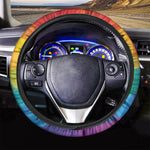 Rainbow Polygonal Geometric Print Car Steering Wheel Cover