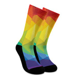 Rainbow Polygonal Geometric Print Crew Socks