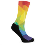 Rainbow Polygonal Geometric Print Crew Socks