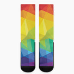 Rainbow Polygonal Geometric Print Crew Socks