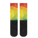 Rainbow Polygonal Geometric Print Crew Socks
