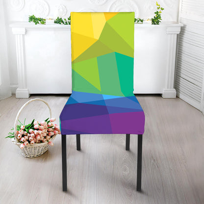 Rainbow Polygonal Geometric Print Dining Chair Slipcover