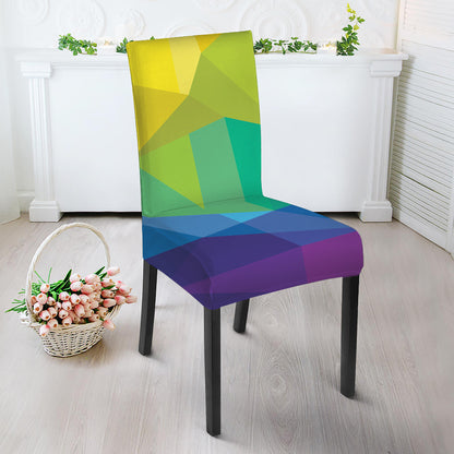 Rainbow Polygonal Geometric Print Dining Chair Slipcover