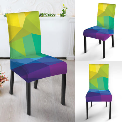 Rainbow Polygonal Geometric Print Dining Chair Slipcover