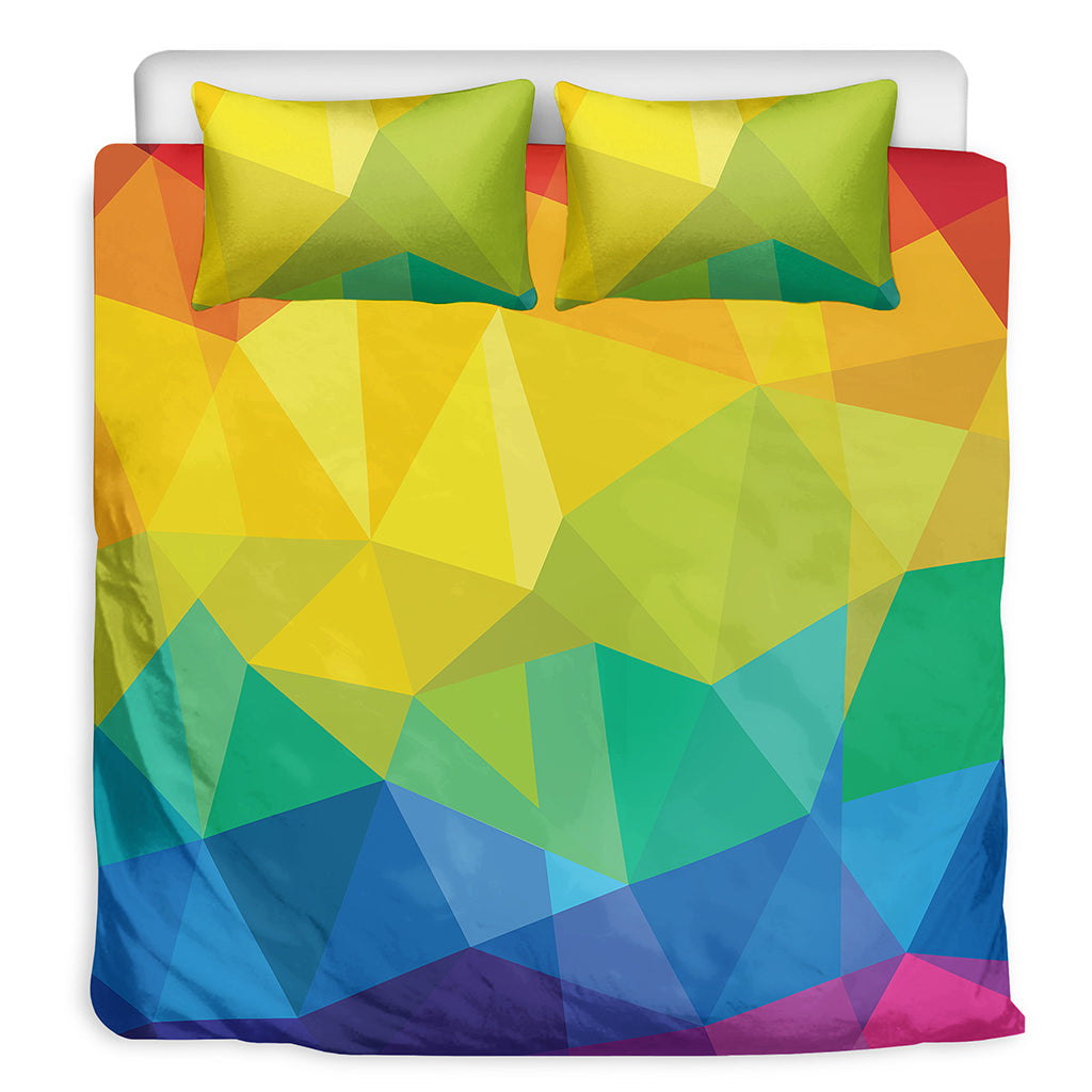 Rainbow Polygonal Geometric Print Duvet Cover Bedding Set