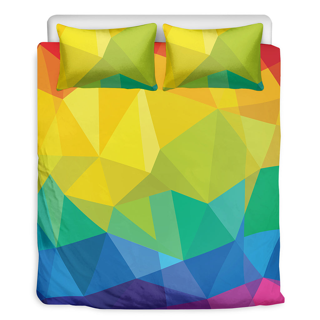 Rainbow Polygonal Geometric Print Duvet Cover Bedding Set