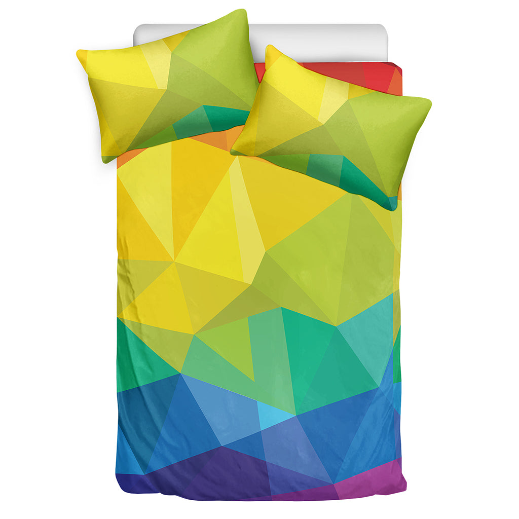 Rainbow Polygonal Geometric Print Duvet Cover Bedding Set