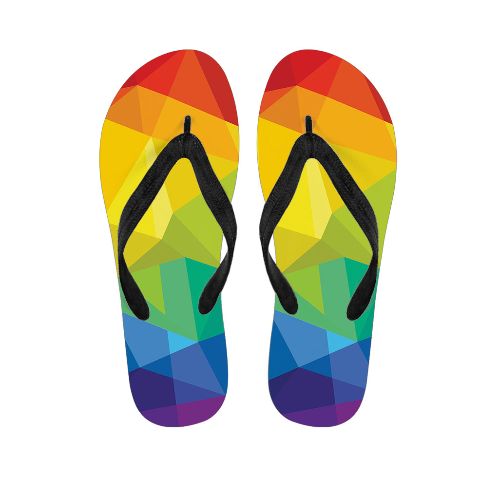 Rainbow Polygonal Geometric Print Flip Flops