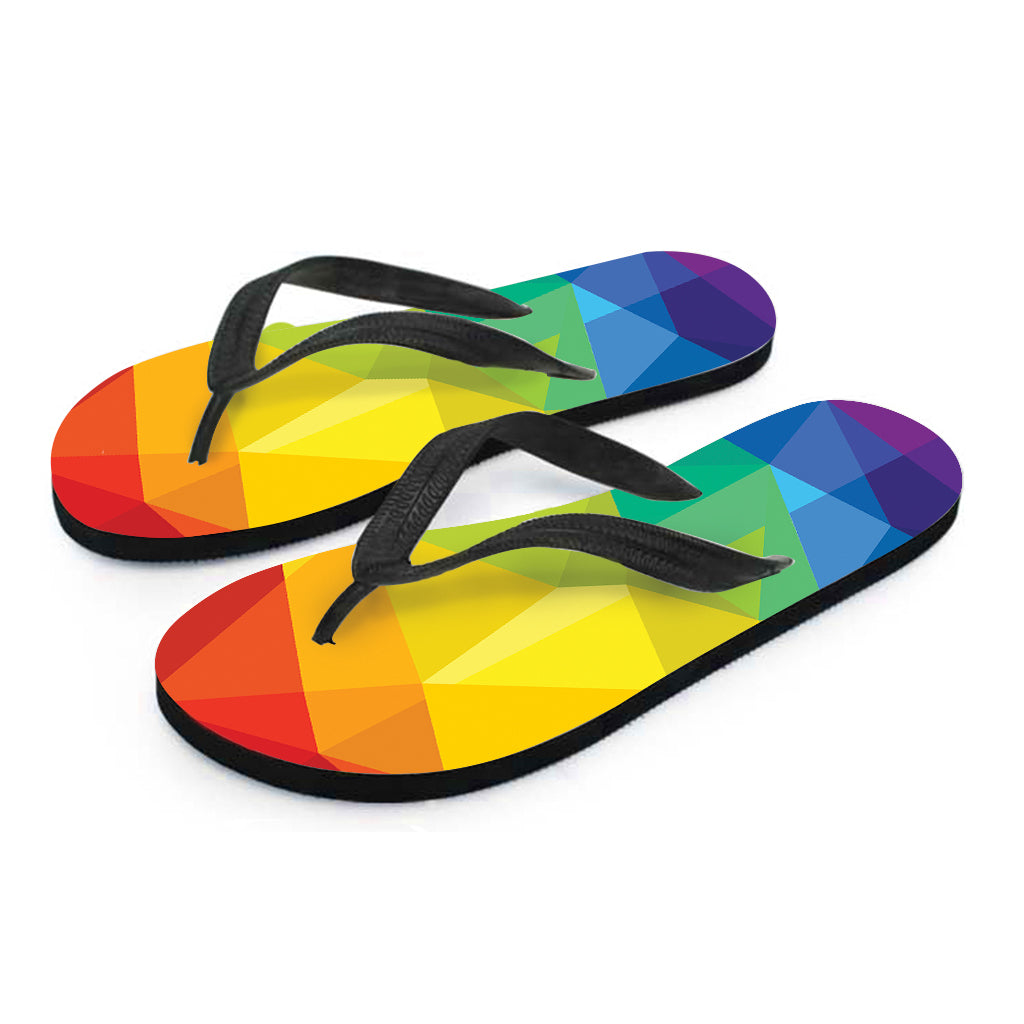 Rainbow Polygonal Geometric Print Flip Flops