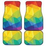 Rainbow Polygonal Geometric Print Front and Back Car Floor Mats