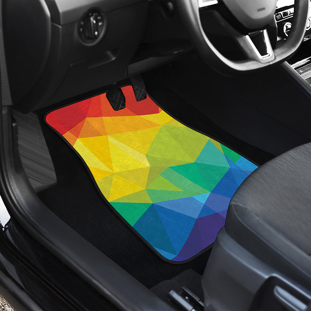 Rainbow Polygonal Geometric Print Front and Back Car Floor Mats