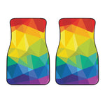 Rainbow Polygonal Geometric Print Front Car Floor Mats