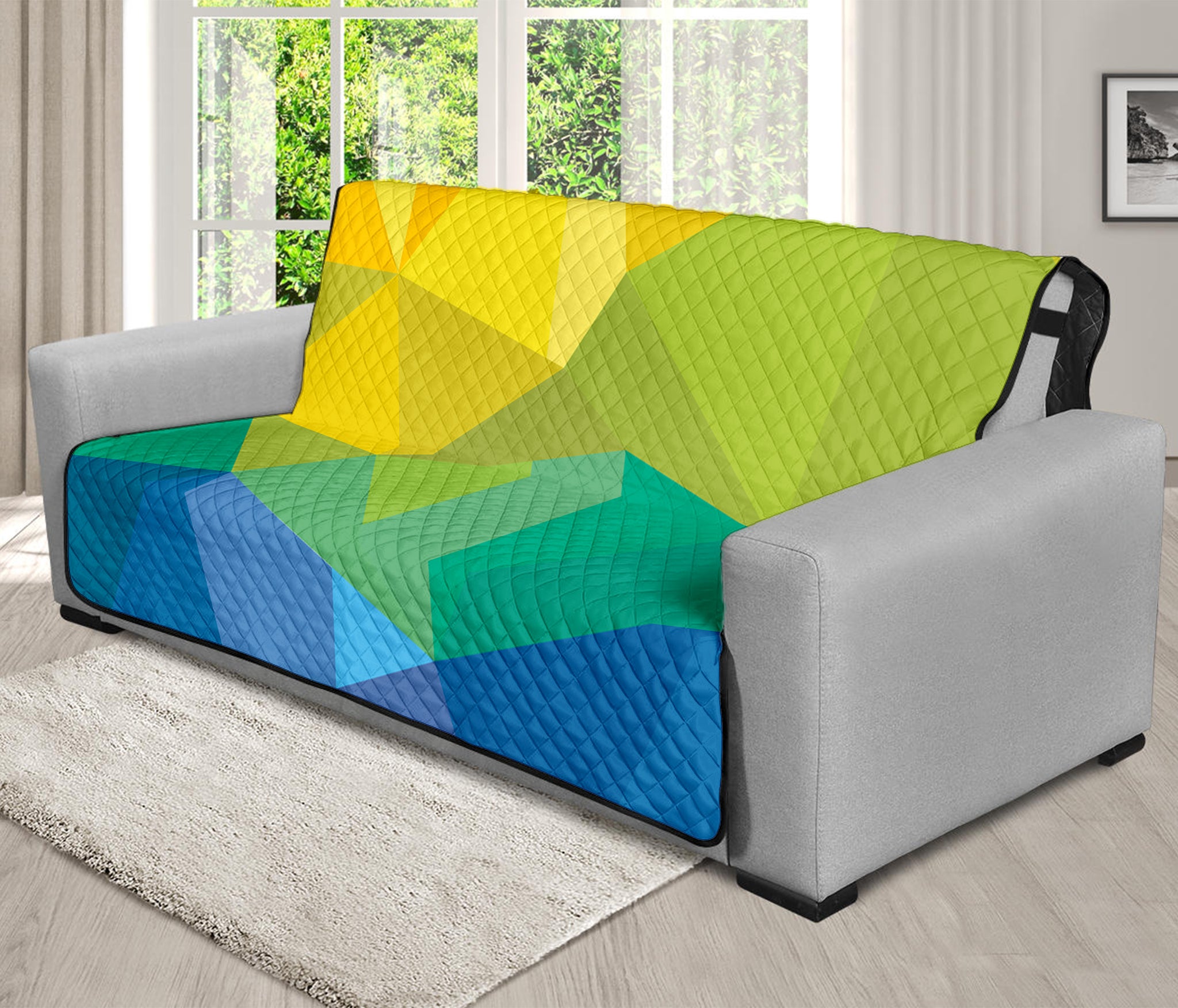 Rainbow Polygonal Geometric Print Futon Protector