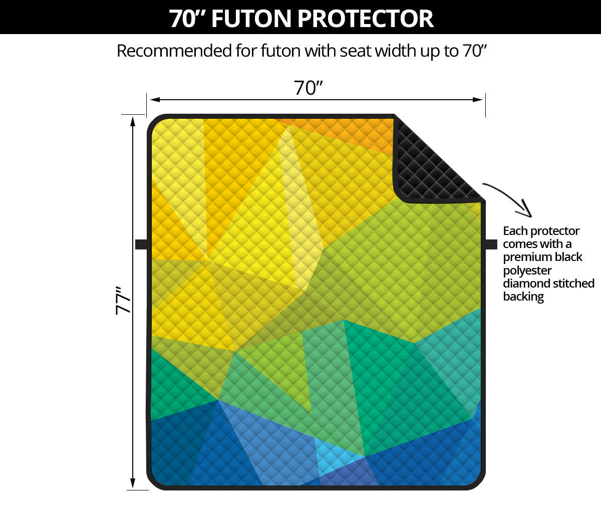 Rainbow Polygonal Geometric Print Futon Protector