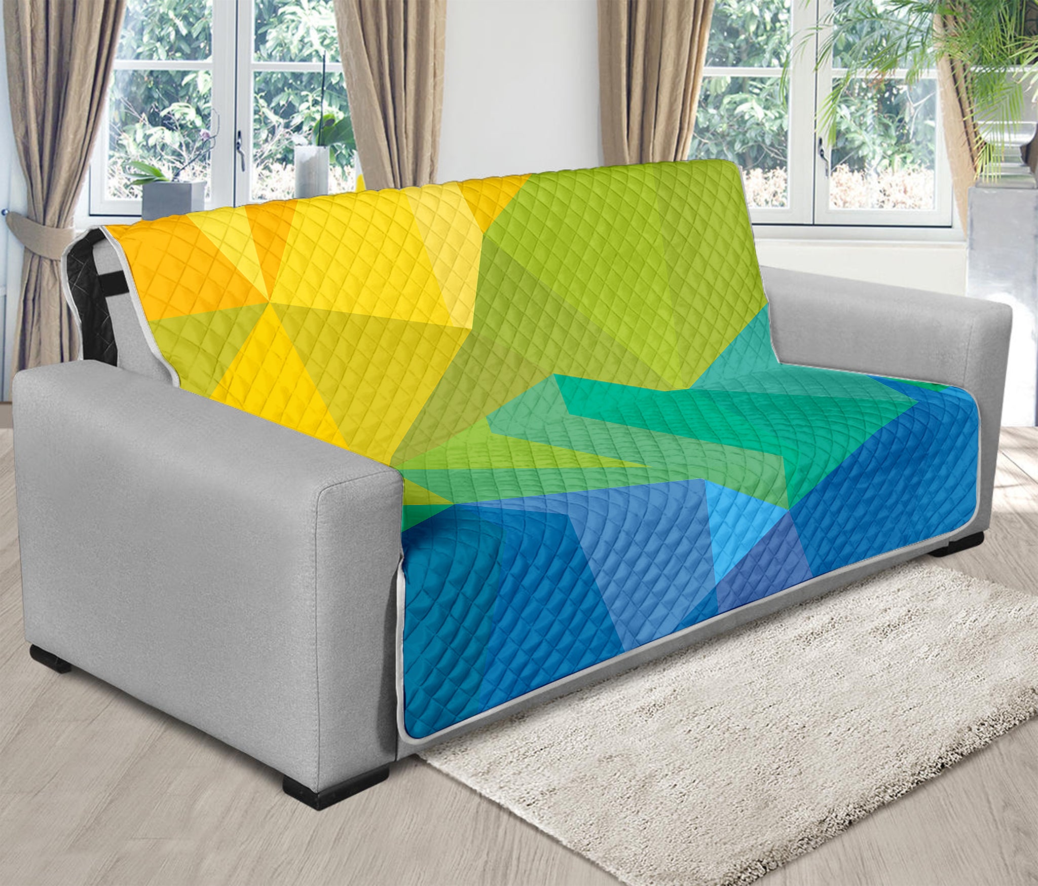 Rainbow Polygonal Geometric Print Futon Protector