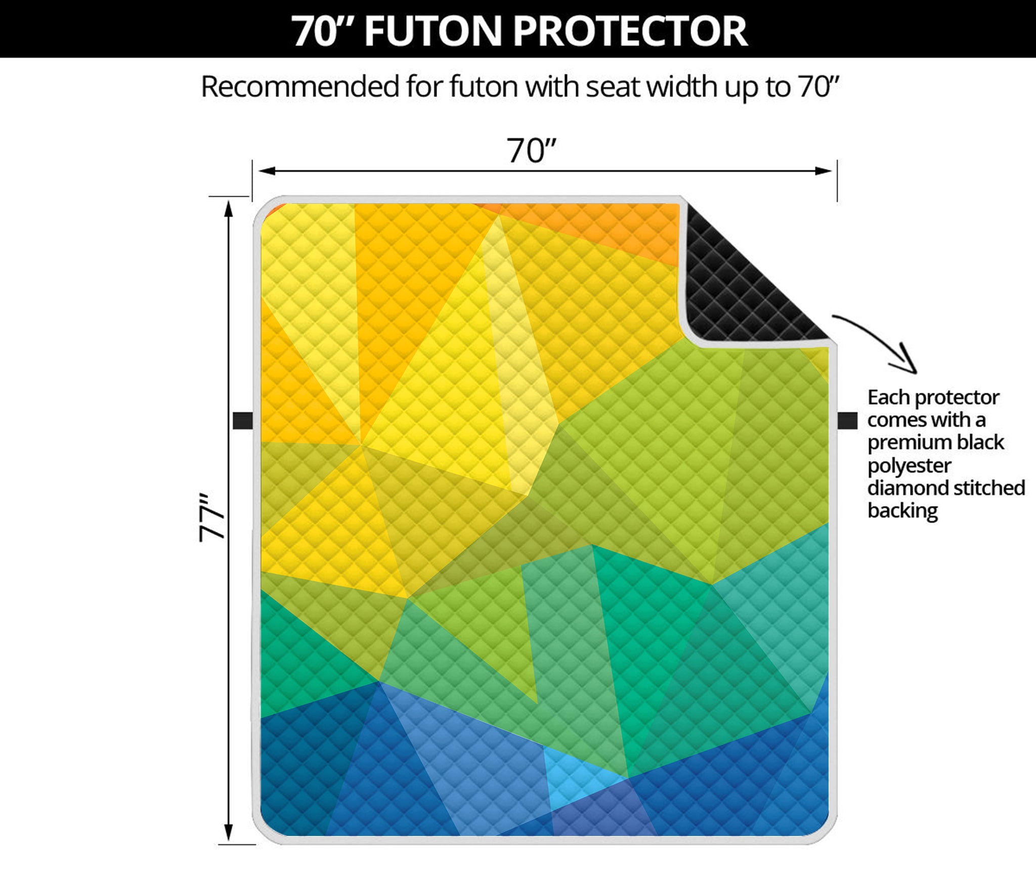 Rainbow Polygonal Geometric Print Futon Protector