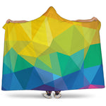 Rainbow Polygonal Geometric Print Hooded Blanket