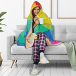 Rainbow Polygonal Geometric Print Hooded Blanket