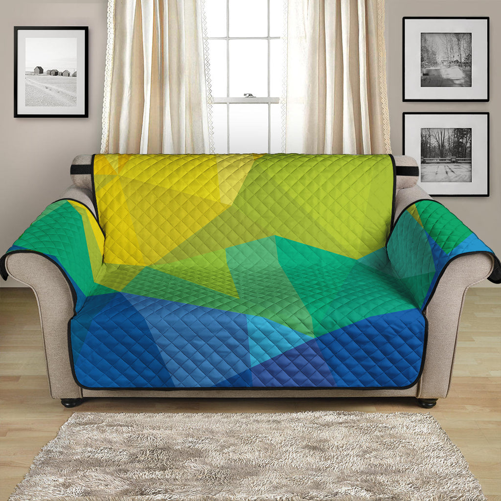 Rainbow Polygonal Geometric Print Loveseat Protector