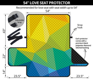 Rainbow Polygonal Geometric Print Loveseat Protector