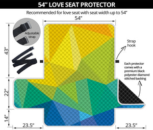 Rainbow Polygonal Geometric Print Loveseat Protector