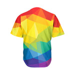 Rainbow Polygonal Geometric Print Men's Baseball Jersey