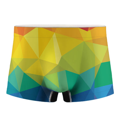 Rainbow Polygonal Geometric Print Men's Boxer Briefs