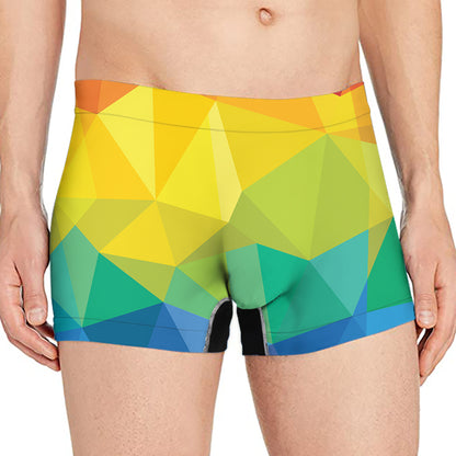 Rainbow Polygonal Geometric Print Men's Boxer Briefs