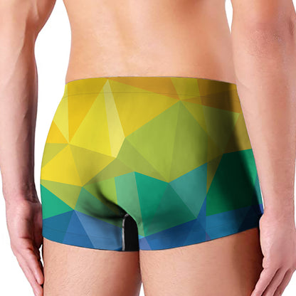 Rainbow Polygonal Geometric Print Men's Boxer Briefs