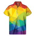 Rainbow Polygonal Geometric Print Men's Short Sleeve Shirt