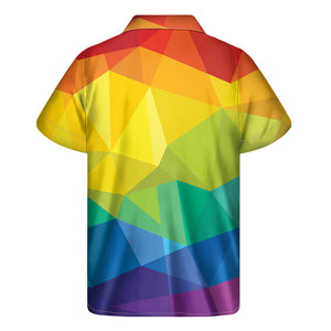 Rainbow Polygonal Geometric Print Men's Short Sleeve Shirt