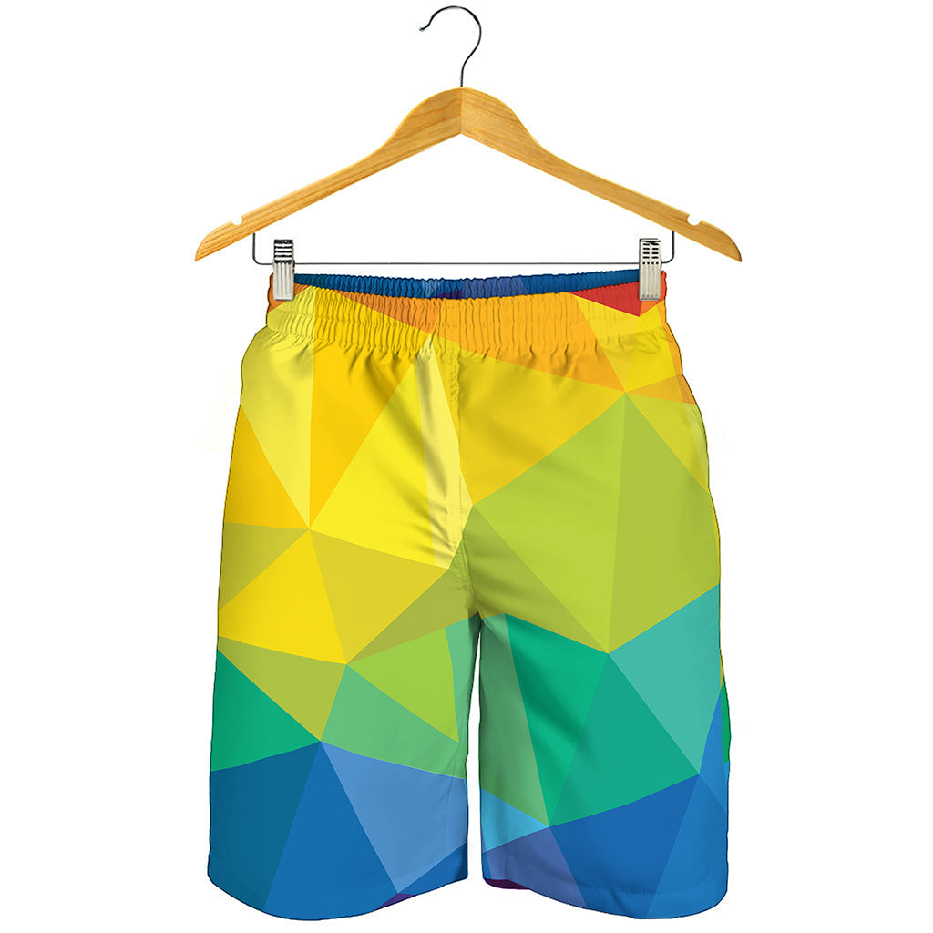 Rainbow Polygonal Geometric Print Men's Shorts