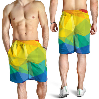 Rainbow Polygonal Geometric Print Men's Shorts