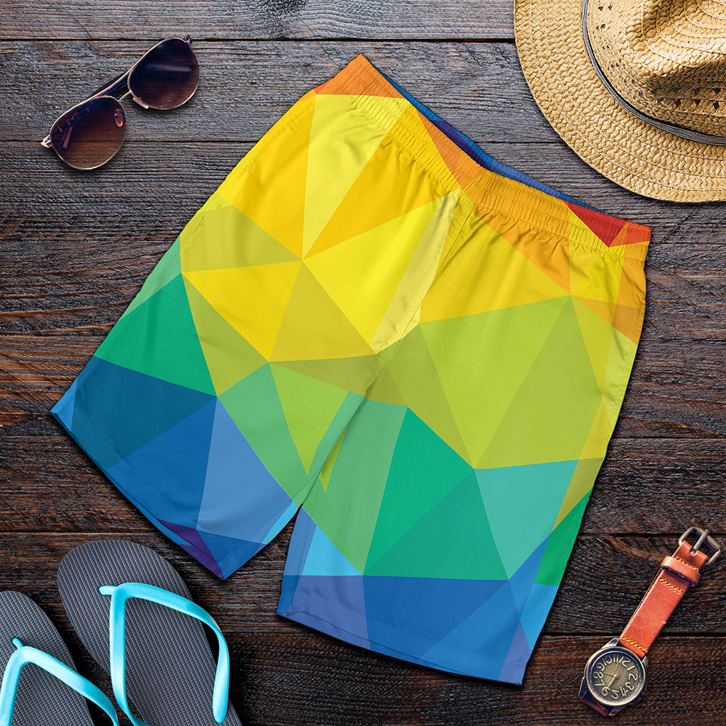Rainbow Polygonal Geometric Print Men's Shorts