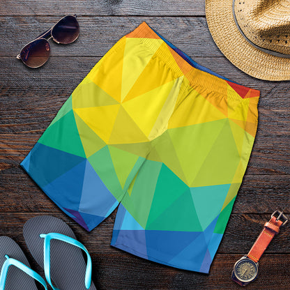 Rainbow Polygonal Geometric Print Men's Shorts