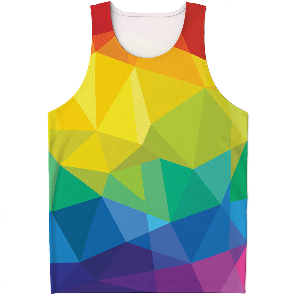 Rainbow Polygonal Geometric Print Men's Tank Top