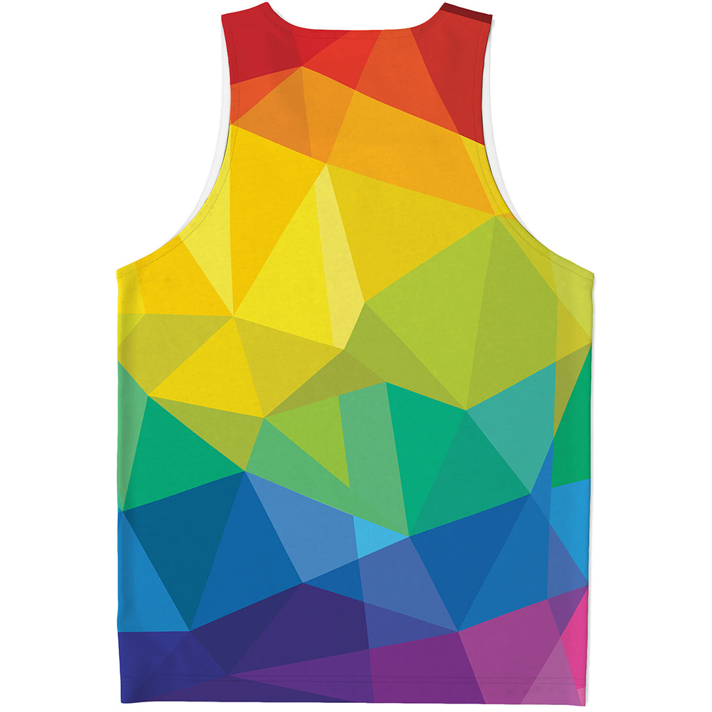 Rainbow Polygonal Geometric Print Men's Tank Top