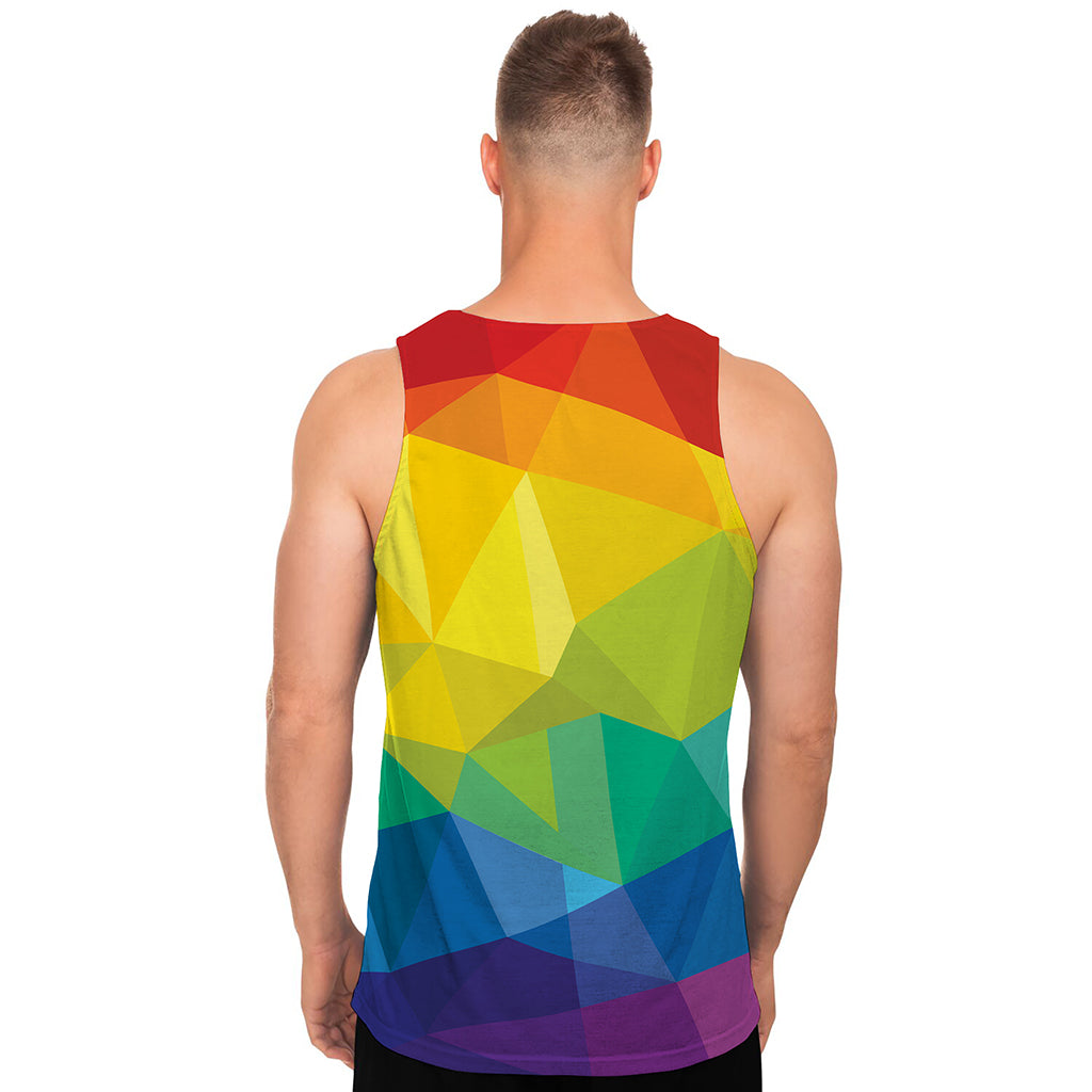 Rainbow Polygonal Geometric Print Men's Tank Top