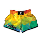Rainbow Polygonal Geometric Print Muay Thai Boxing Shorts