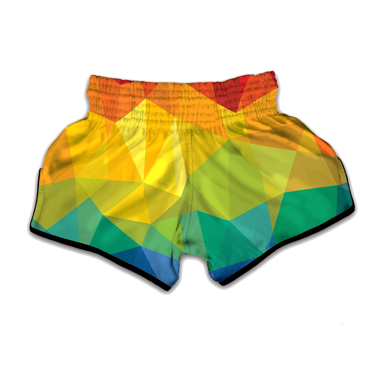Rainbow Polygonal Geometric Print Muay Thai Boxing Shorts
