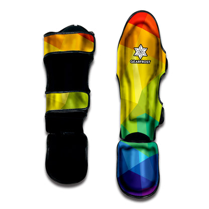 Rainbow Polygonal Geometric Print Muay Thai Shin Guard