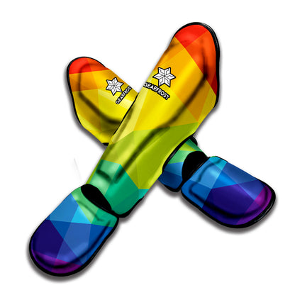 Rainbow Polygonal Geometric Print Muay Thai Shin Guard