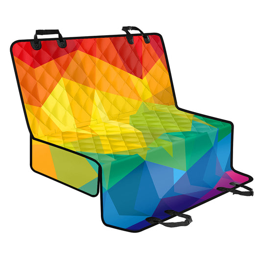Rainbow Polygonal Geometric Print Pet Car Back Seat Cover