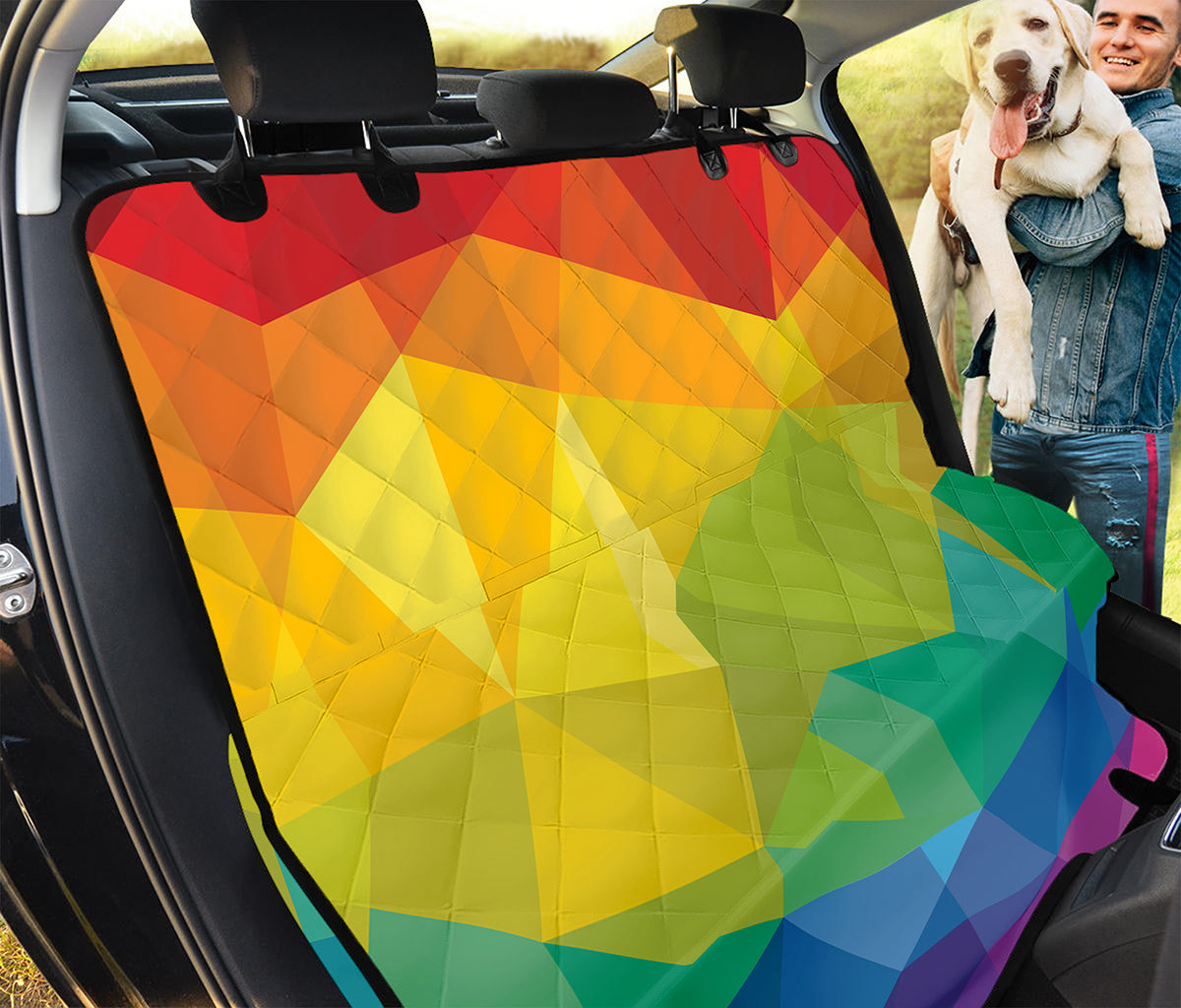 Rainbow Polygonal Geometric Print Pet Car Back Seat Cover