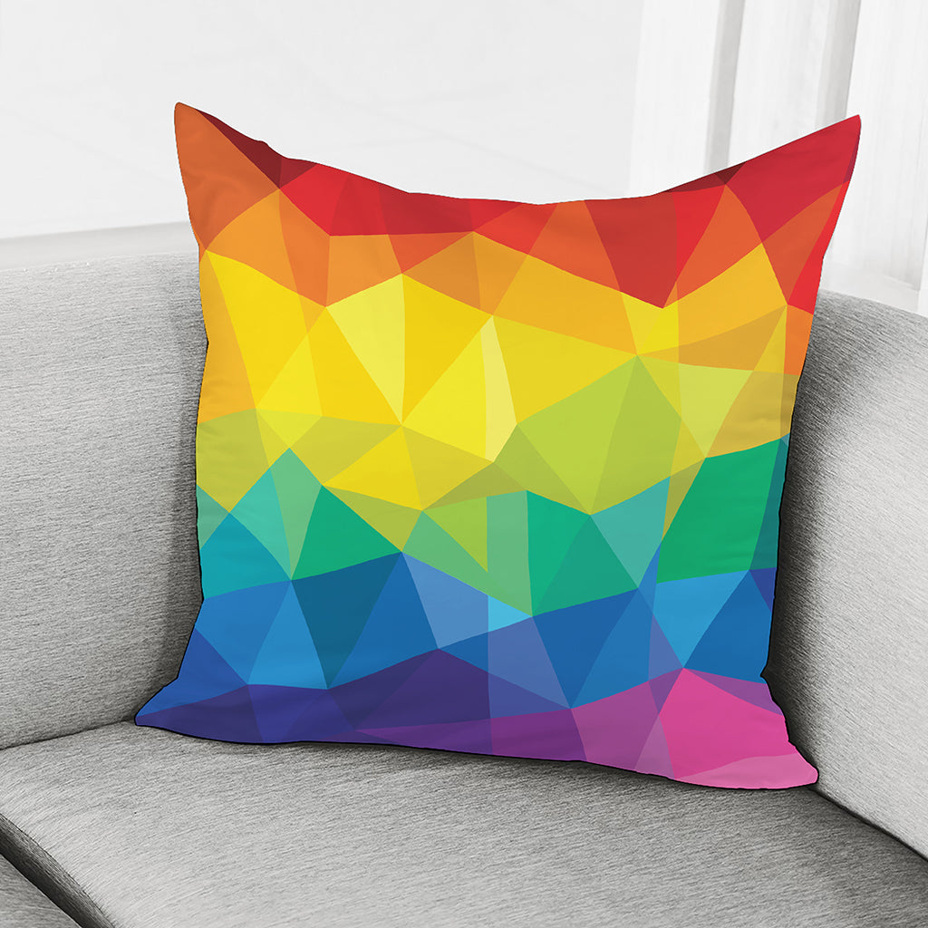 Rainbow Polygonal Geometric Print Pillow Cover