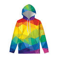Rainbow Polygonal Geometric Print Pullover Hoodie