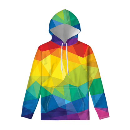 Rainbow Polygonal Geometric Print Pullover Hoodie